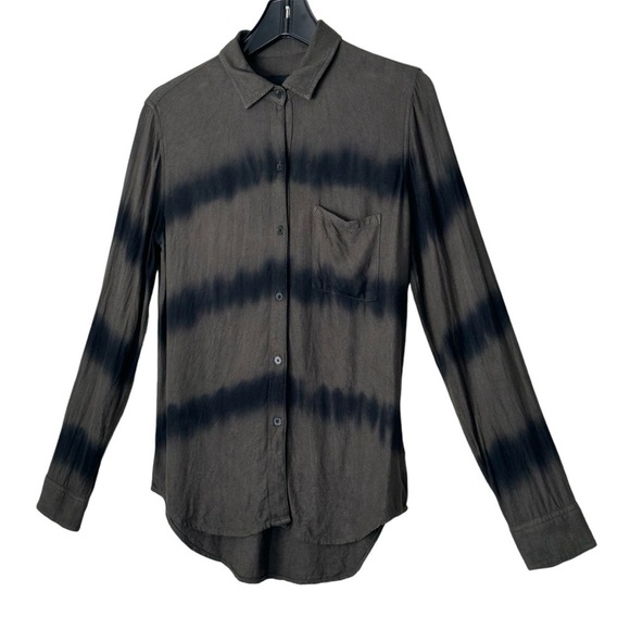 Rails Hunter Tie Dye Herringbone Button Down Shirt in Olive Black Waves size XS - Picture 7 of 16